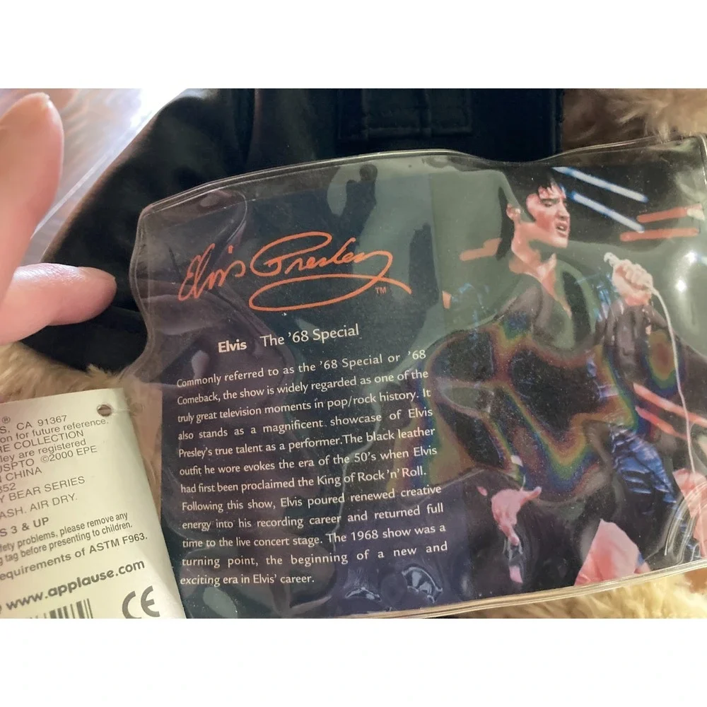 Vintage Dakin Elvis Presley Bear with COA Black Jacket 2000 Signature Collection